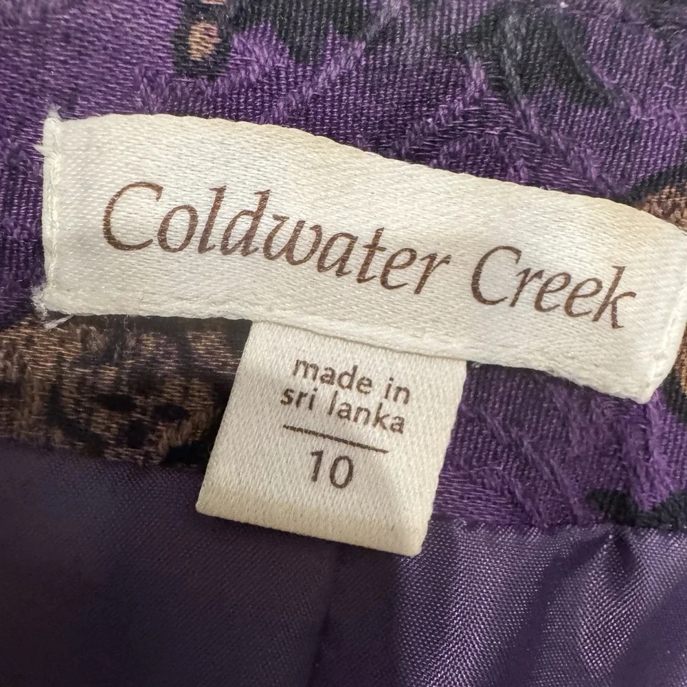 Vintage Coldwater Creek Women's Size 10 Med Purple Floral Cotton Open Jacket‎